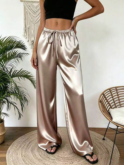 Relaxed stretch acetate wide-leg women&
