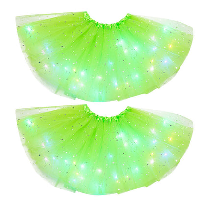 Magical &amp; Luminous  LED Princess Halloween Tutu Skirt Sequins Shiny Skirt