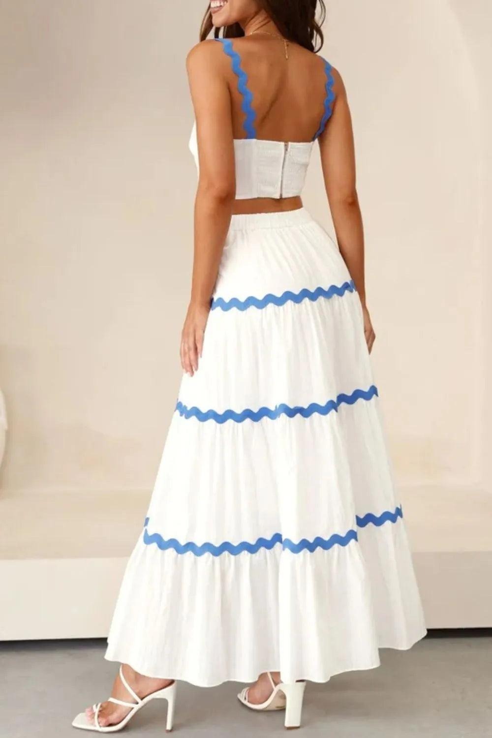 Contrast Trim Cami and Maxi Skirt Set