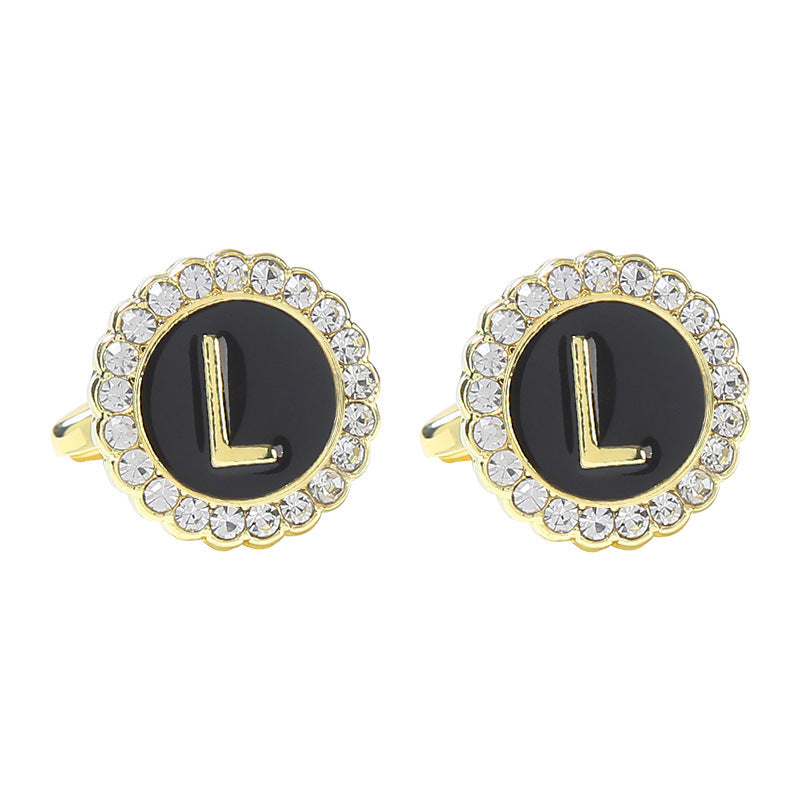 Round Diamond French Cufflinks Men&