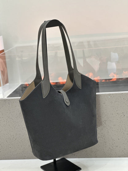 Minimalist High-end Style Basket Bag, New Autumn And Winter Genuine Leather Women&