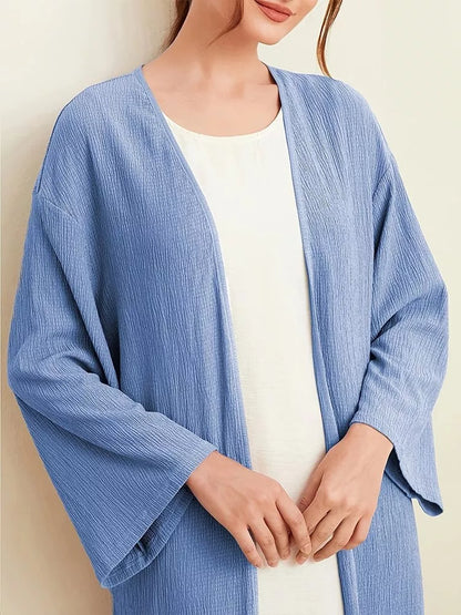 Open Front Long Sleeve Longline Cardigan