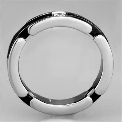3W962 Stainless Steel &amp; Ceramic Ring – Sleek Modern Contrast
