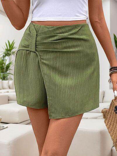 Perfee Ruched High Rise Shorts with Back Zipper for Women