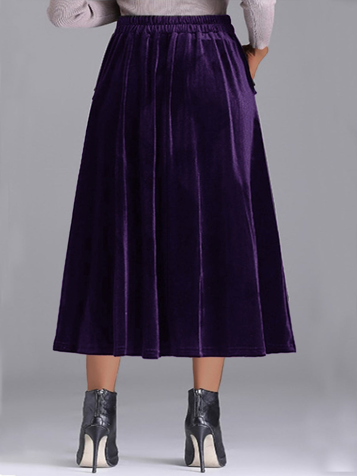 Elegant Velvet A-Line Midi Skirt