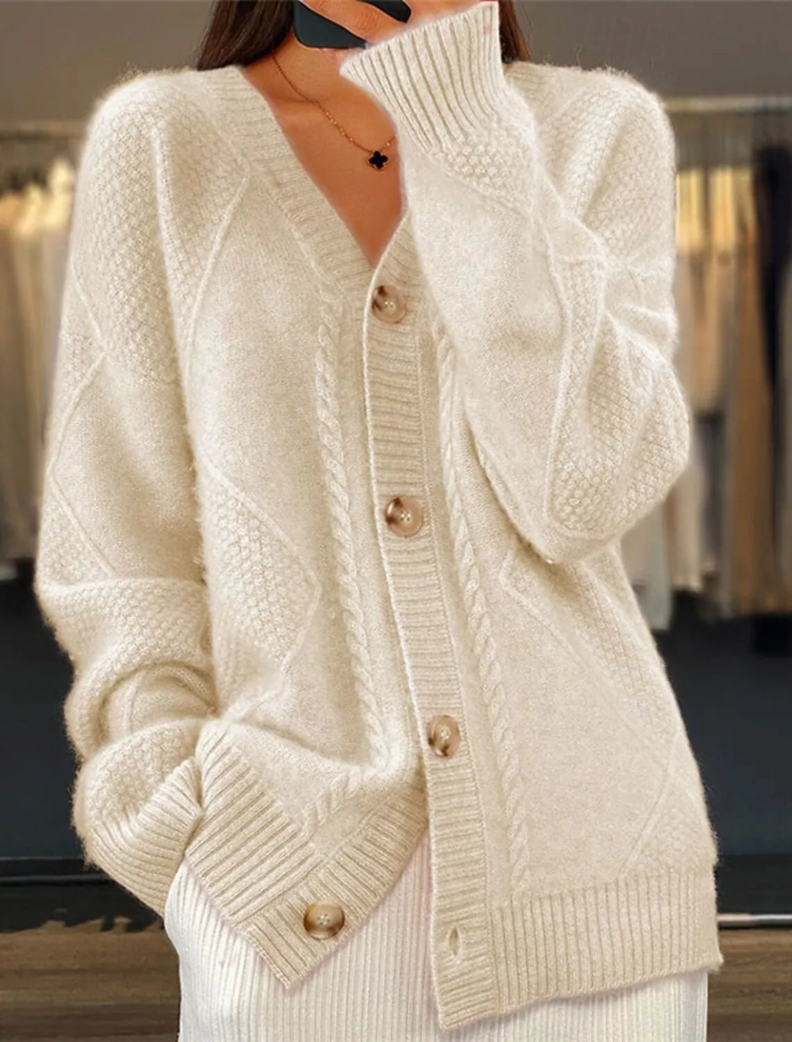 Full Size Textured Knit Button-Down Cardigan Plus Size