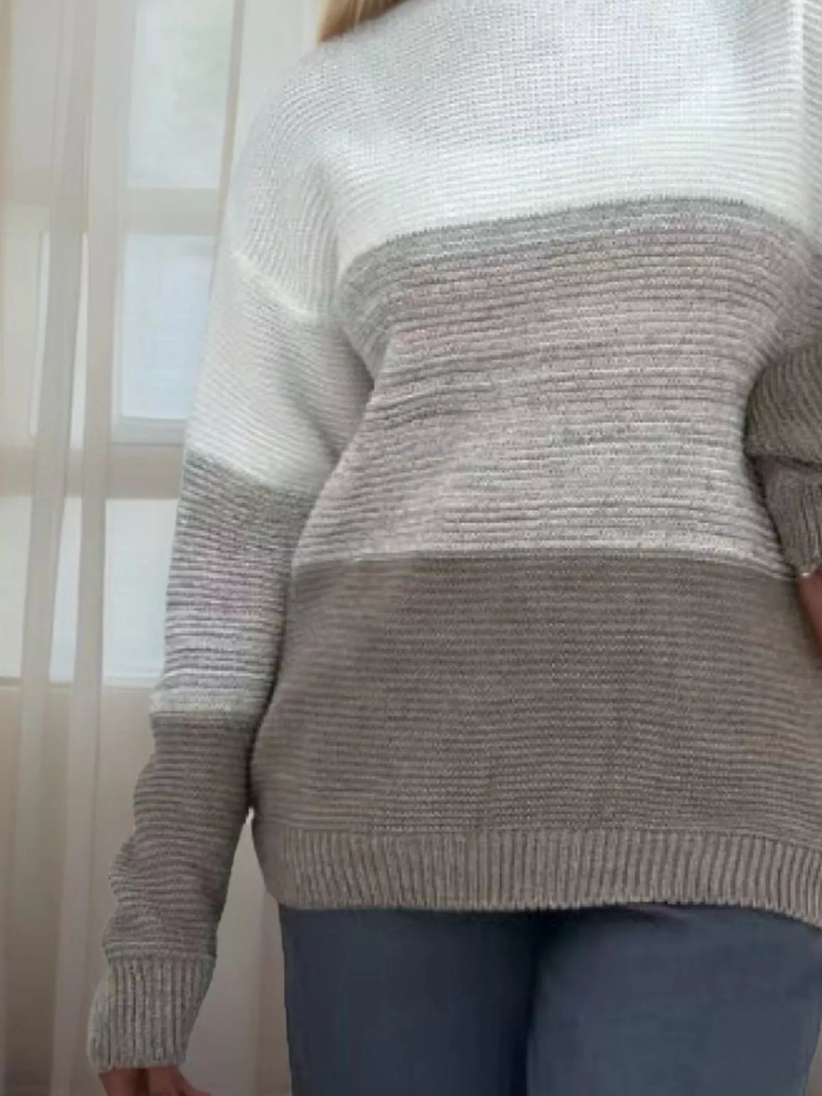 Color Block Long Sleeve Sweater