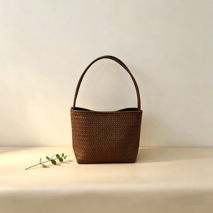 Vintage Woven-pattern Bucket Bag For Women With A Luxurious Feel