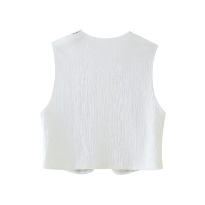 Retro Style Embroidered Vest Top