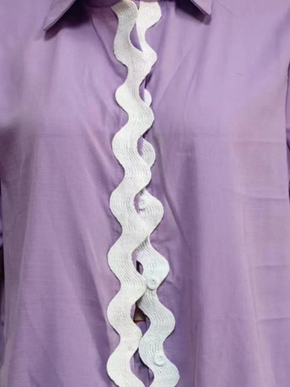 Contrast Trim Collared Neck Top and Shorts Set High Endd