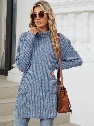 Ribbed Mock Neck Long Sleeve T-Shirt for Women Stylish Wear
