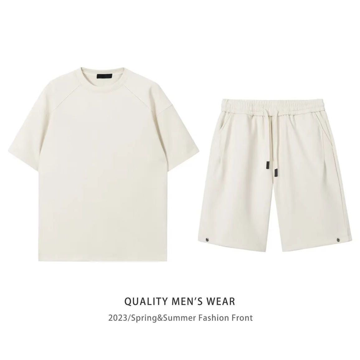 Simple Loose Couple Style Short-sleeved Shorts Two-piece Suit