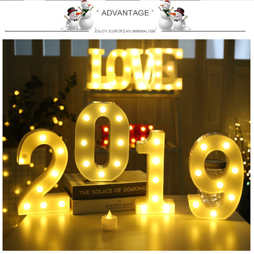Luminous LED Letter Number Night Light English Alphabet Number Battery Lamp Romantic Wedding Christmas Party Decoration