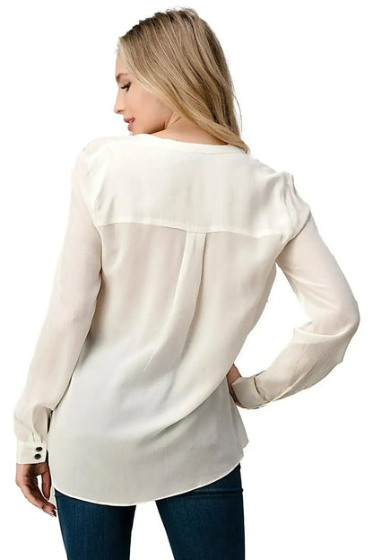 Silk Ruffle Blouse – Elegant Button-Up Shirt with Long Sleeves | Femstylo