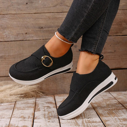 Solid-color Front-laced Casual Slip-on Womens Shoes