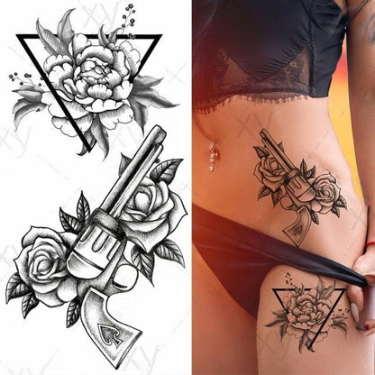 3D Butterfly Waterproof Temporary Tattoo Sticker Snake Flowers Elegant Small Popular Tattoo For Womens Mens