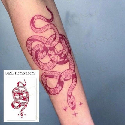 3D Butterfly Waterproof Temporary Tattoo Sticker Snake Flowers Elegant Small Popular Tattoo For Womens Mens