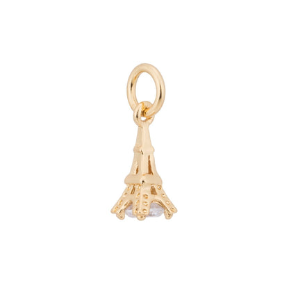 3D Gold Eiffel Tower, Paris, Romantic Love City, DIY Craft Gift Cubic Zirconia Bracelet Charm Bead Findings Pendant For Jewelry Making, C-184