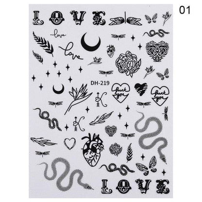 3D Nail Sticker Russian English Letter Sticker For Nails Foil Love Heart Design Accessories Fashion Manicures Sticker Decoration  Nail Art Stickers Water Transfer Nail Decals Full Wraps Gradient Acrylic Nail Kits for Women Manicure Decoration