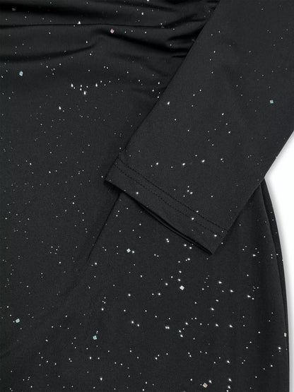 Off-Shoulder Glitter Evening Maxi Dress