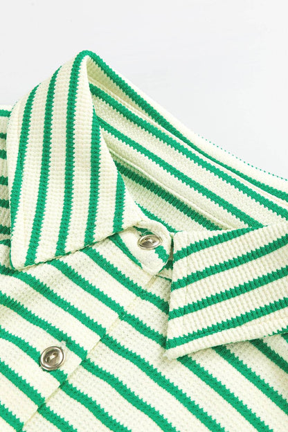 Striped Half Sleeve Tie Waist Romper