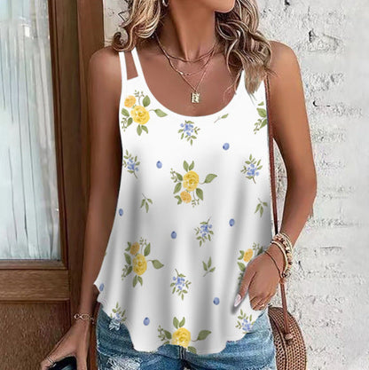 Womens Printed Loose-fit Sexy Stylish Spaghetti-strap Top
