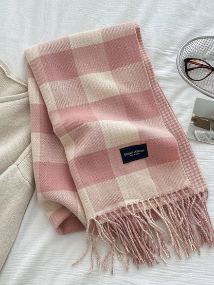 Plaid Tassel Winter Scarf