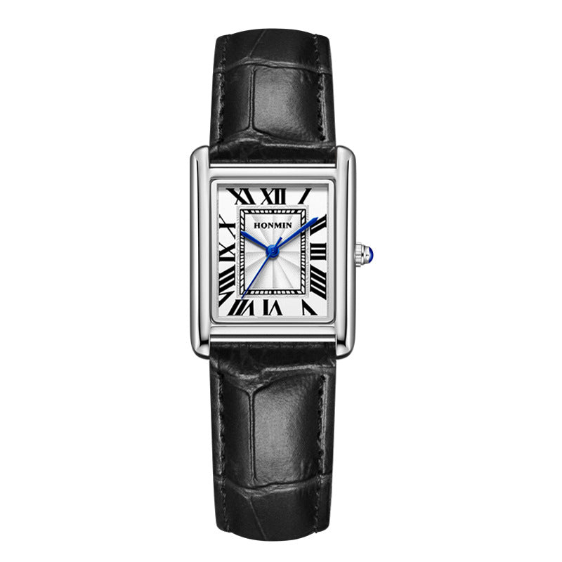 Couple Leather Watch Strap Simple Square Student&