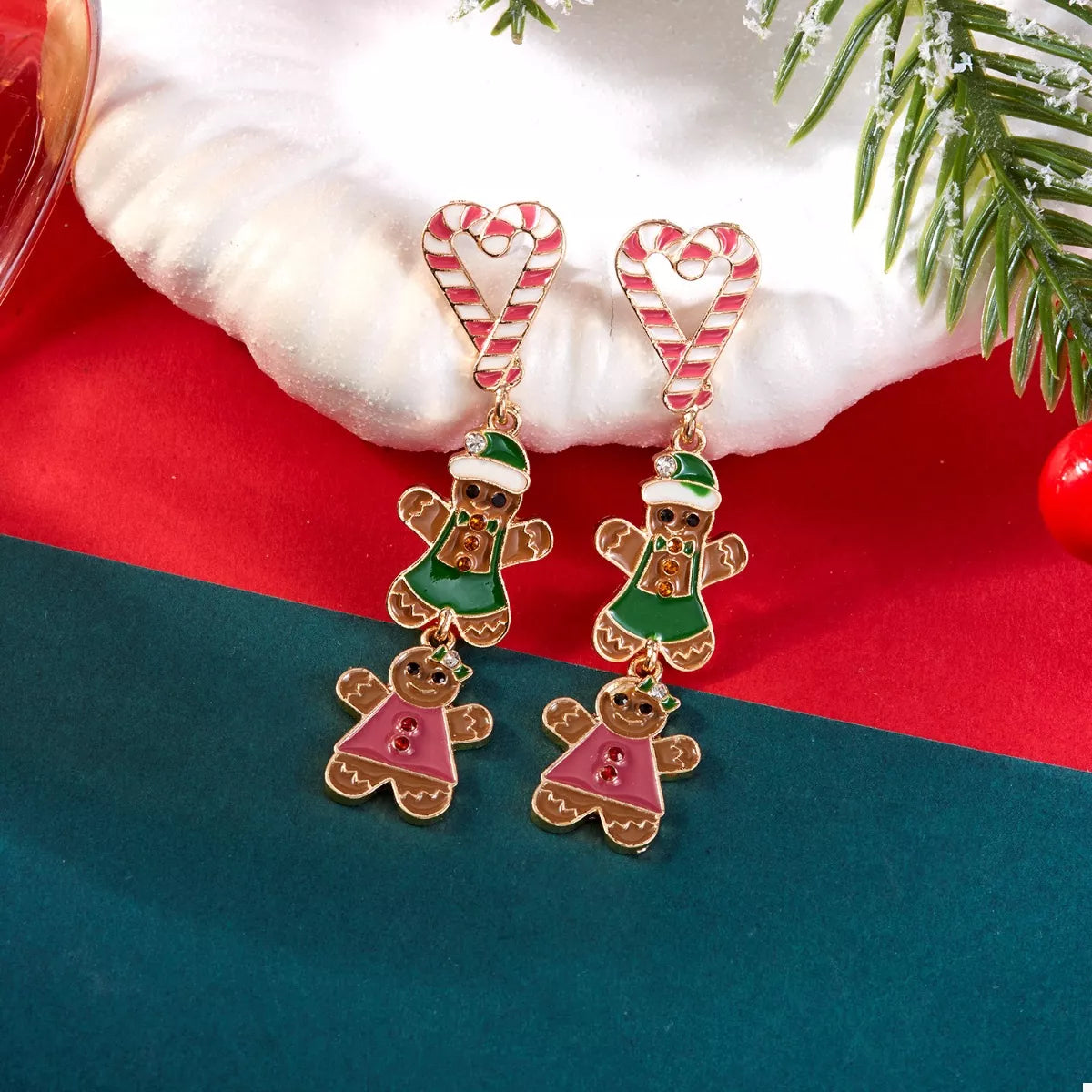 Christmas Gingerbread Drop Earrings