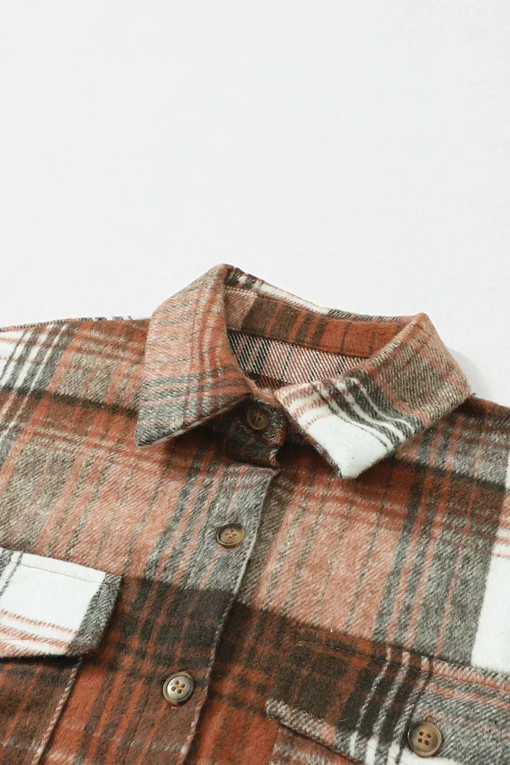 Pink &amp; Grey Button Up Plaid Flannel Shacket – Femstylo