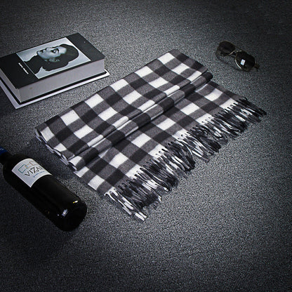 Autumn And Winter Black And White Plaid Plus-sized Thickening Thermal Men&