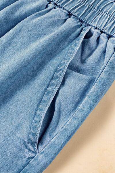 Drawstring Cargo Pocket Wide Leg Jeans for All-Day Comfort