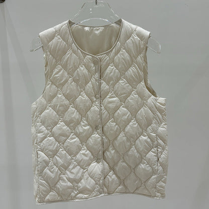 Layered Inner Wear, Short Round-neck Lightweight Down Vest Jacket
