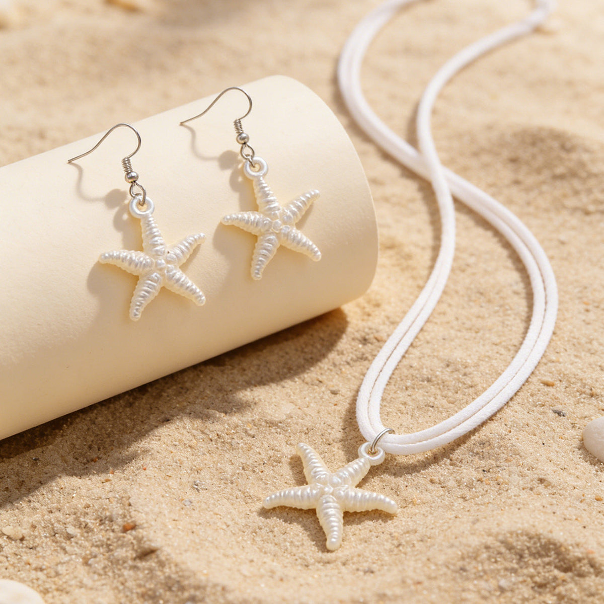 New Cross-border Bohemian Beach Jewelry Set For Women, Ocean Style Starfish Pendant Matching Earrings &amp; Versatile Unique Necklace