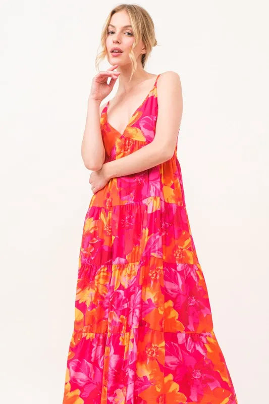 And The Why Floral Tiered Maxi Cami Dress with Pockets