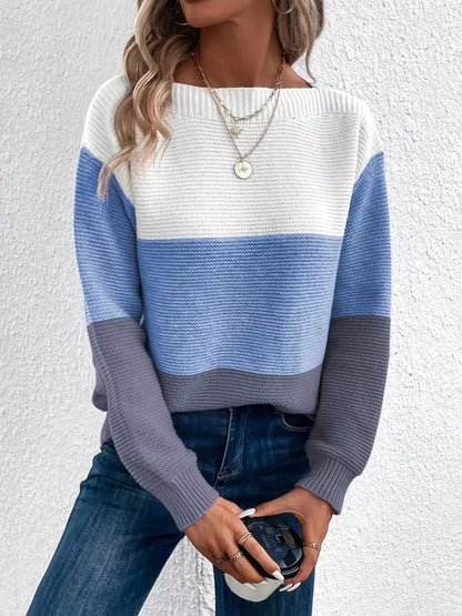 Color Block Long Sleeve Sweater