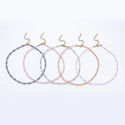 3mm Blue, Pink, Clear AB, Peach, White, Green Tube Rondelle Multifaceted Crystal Gemstone Chain 16 Inch Necklace | WA-00898 ~ WA-01015
