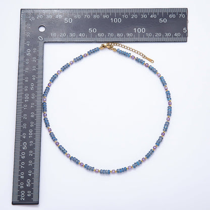 3mm Blue, Pink, Clear AB, Peach, White, Green Tube Rondelle Multifaceted Crystal Gemstone Chain 16 Inch Necklace | WA-00898 ~ WA-01015