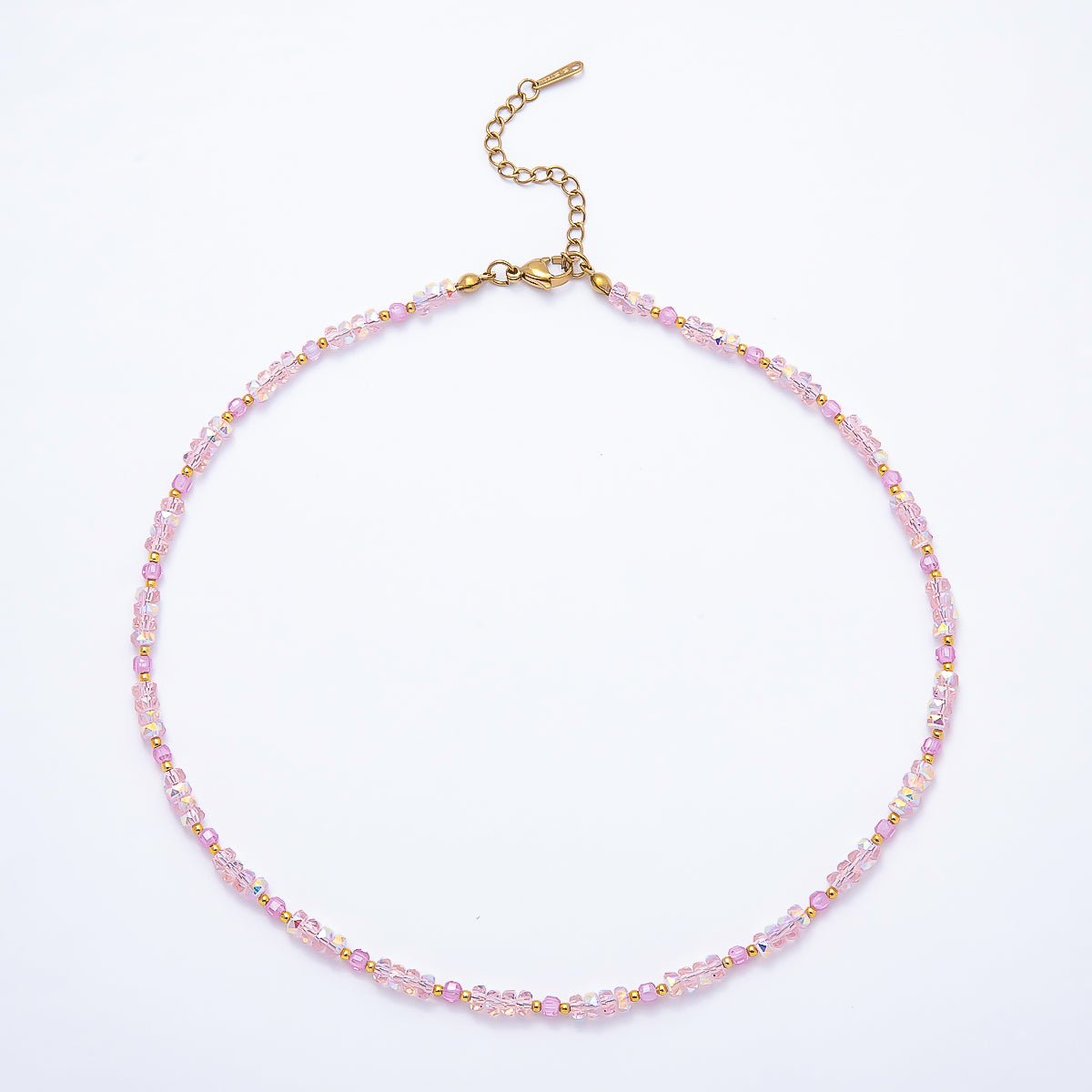 3mm Blue, Pink, Clear AB, Peach, White, Green Tube Rondelle Multifaceted Crystal Gemstone Chain 16 Inch Necklace | WA-00898 ~ WA-01015