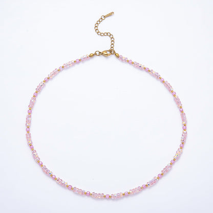 3mm Blue, Pink, Clear AB, Peach, White, Green Tube Rondelle Multifaceted Crystal Gemstone Chain 16 Inch Necklace | WA-00898 ~ WA-01015