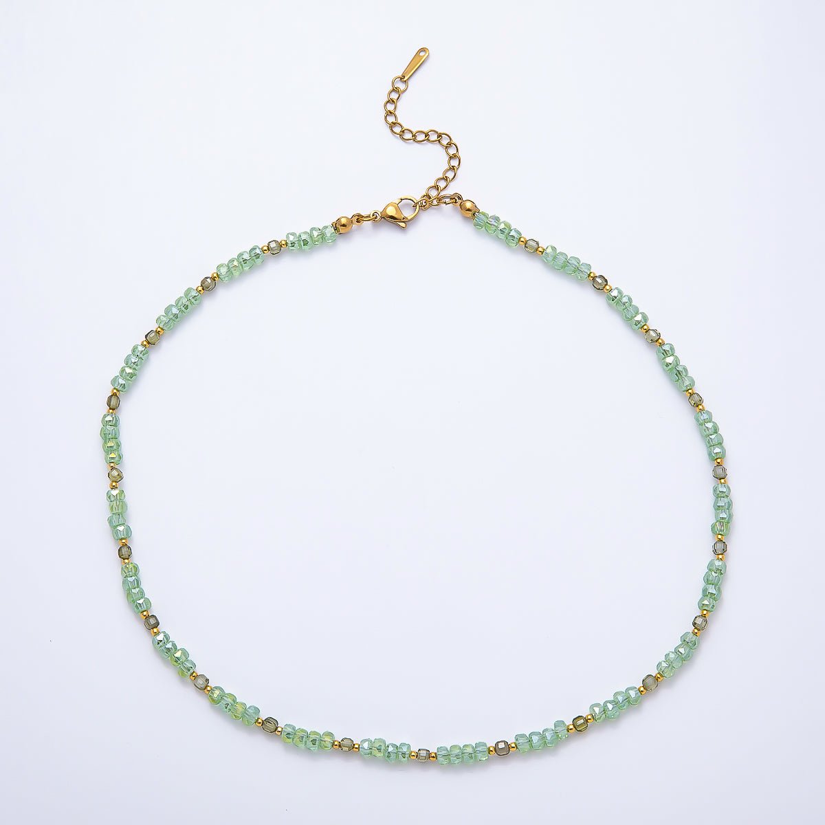 3mm Blue, Pink, Clear AB, Peach, White, Green Tube Rondelle Multifaceted Crystal Gemstone Chain 16 Inch Necklace | WA-00898 ~ WA-01015