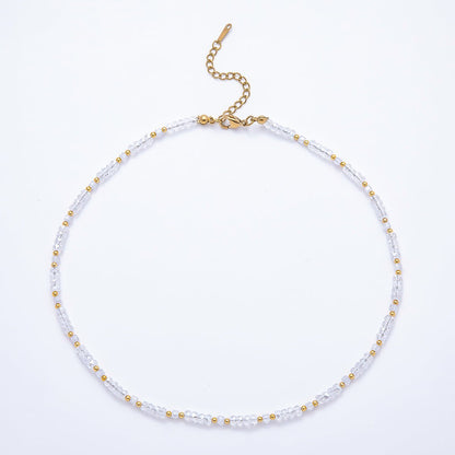 3mm Blue, Pink, Clear AB, Peach, White, Green Tube Rondelle Multifaceted Crystal Gemstone Chain 16 Inch Necklace | WA-00898 ~ WA-01015