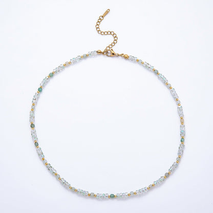 3mm Blue, Pink, Clear AB, Peach, White, Green Tube Rondelle Multifaceted Crystal Gemstone Chain 16 Inch Necklace | WA-00898 ~ WA-01015