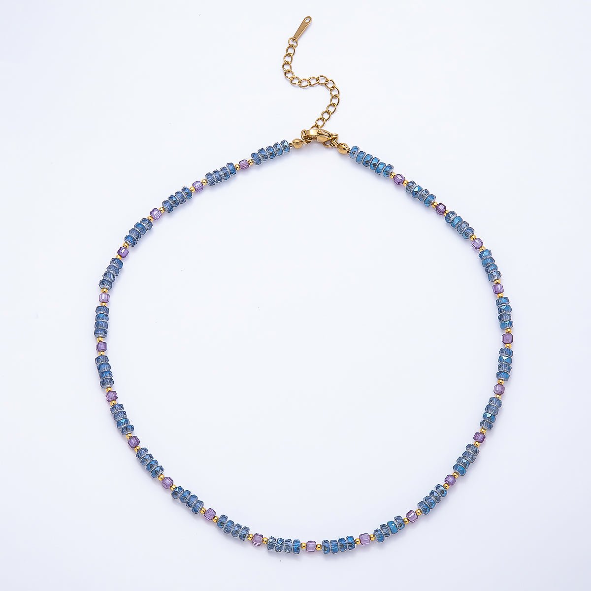 3mm Blue, Pink, Clear AB, Peach, White, Green Tube Rondelle Multifaceted Crystal Gemstone Chain 16 Inch Necklace | WA-00898 ~ WA-01015