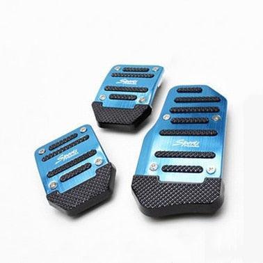 3Pcs/Set Universal Aluminum Manual Transmission Non-Slip Car Pedal Cover Set Kit Pedals Red Blue Silver Car Vehicle Sports Accelerator Brake No Drill Non-Slip Performance Car Rest Pedal Brake Auto Sports Gas Fuel Petrol Clutch Brake Pad Auto Accessories