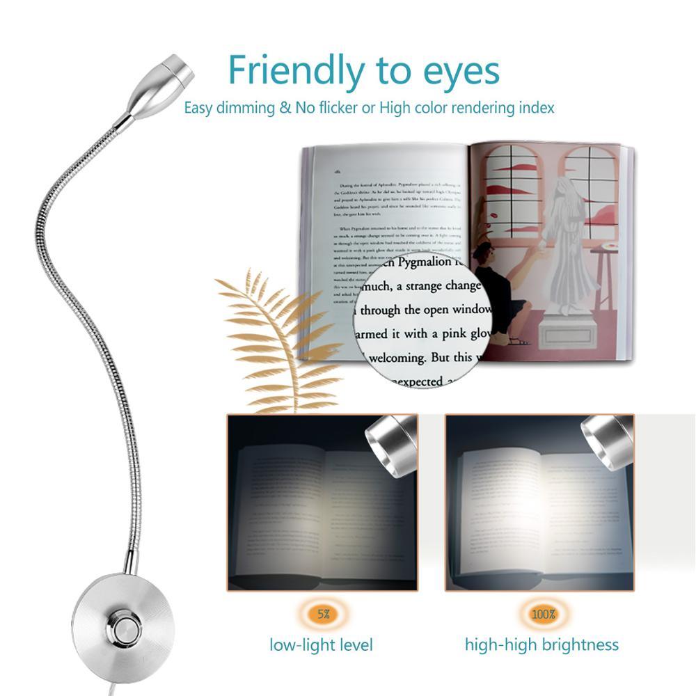 3W Dimmable Wall Reading Lamp, LED Bed Reading Book Light, Wall Sconce Bedside Reading Study Lamp Decorative Table Lamp Cute Study Lamps for Bedroom Décor