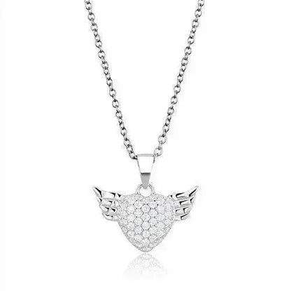3W1378 - Rhodium 925 Sterling Silver Chain Pendant with AAA Grade CZ