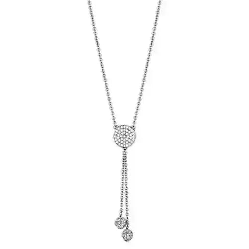 3W429 Rhodium Necklace – AAA CZ Pendant,  Brass Chain - Femstylo