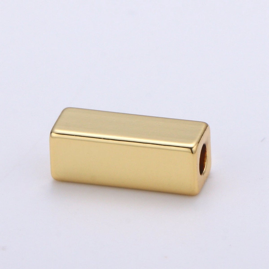 3x9mm 14k Shiny Gold Tube Beads, Rosegold Square Tube Beads, Black Spacer Beads, Silver Solid Tube Bracelet Beads, Gold Findings B-307