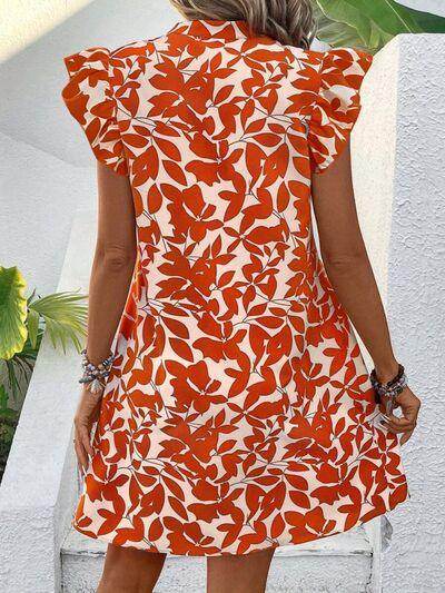 Printed Notched Cap Sleeve Mini Dress for Effortless Style